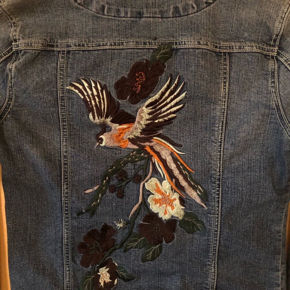 Embroidery Vanilla Star Platinum Jean Jacket